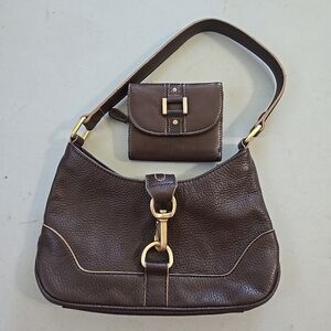 Brown Leather Shoulder Bag and Wallet Set Wilsons Leather